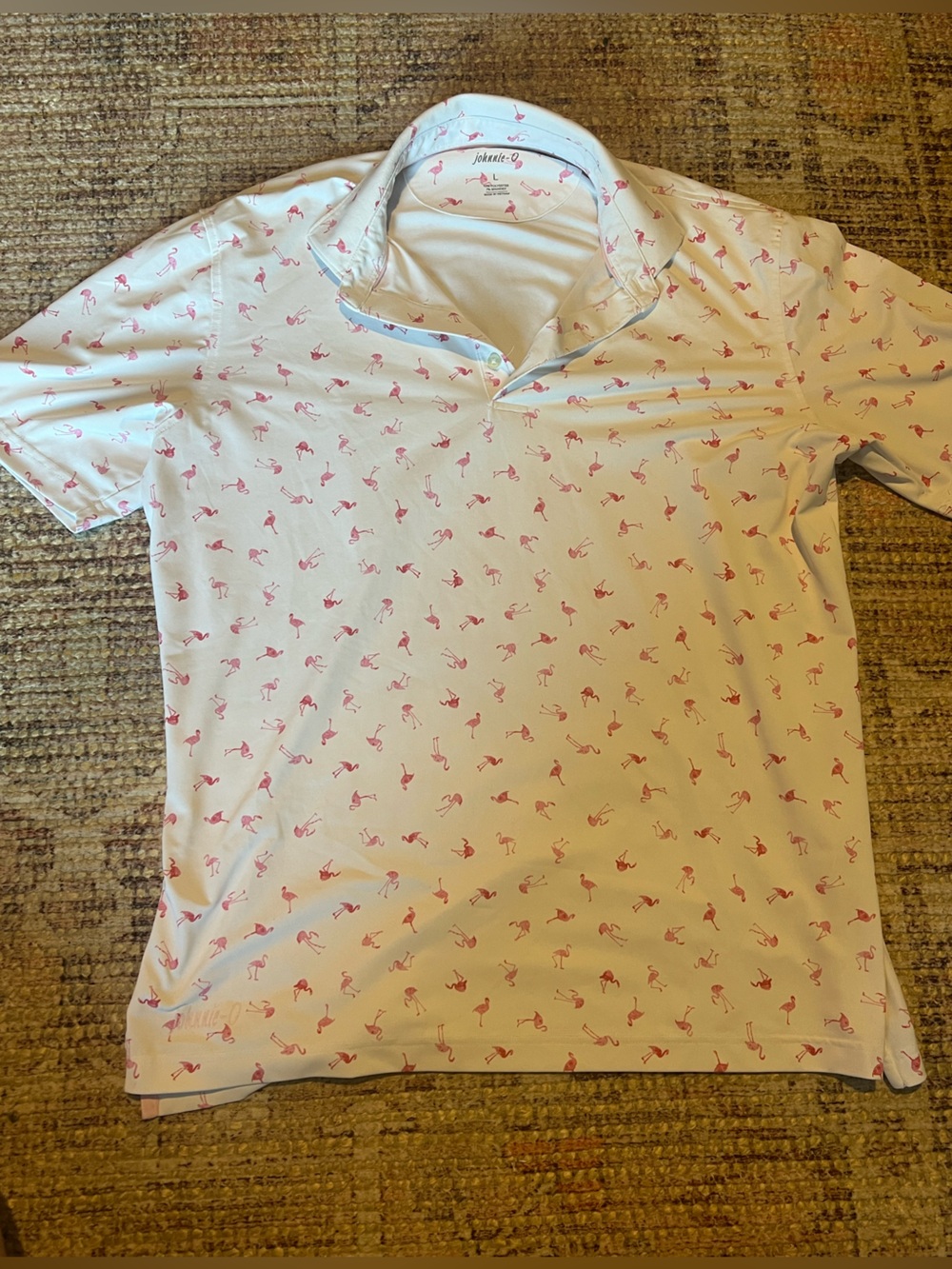 JOHNNIE-O Flamingo Flock Men's Short Sleeve Golf Polo Shirt
